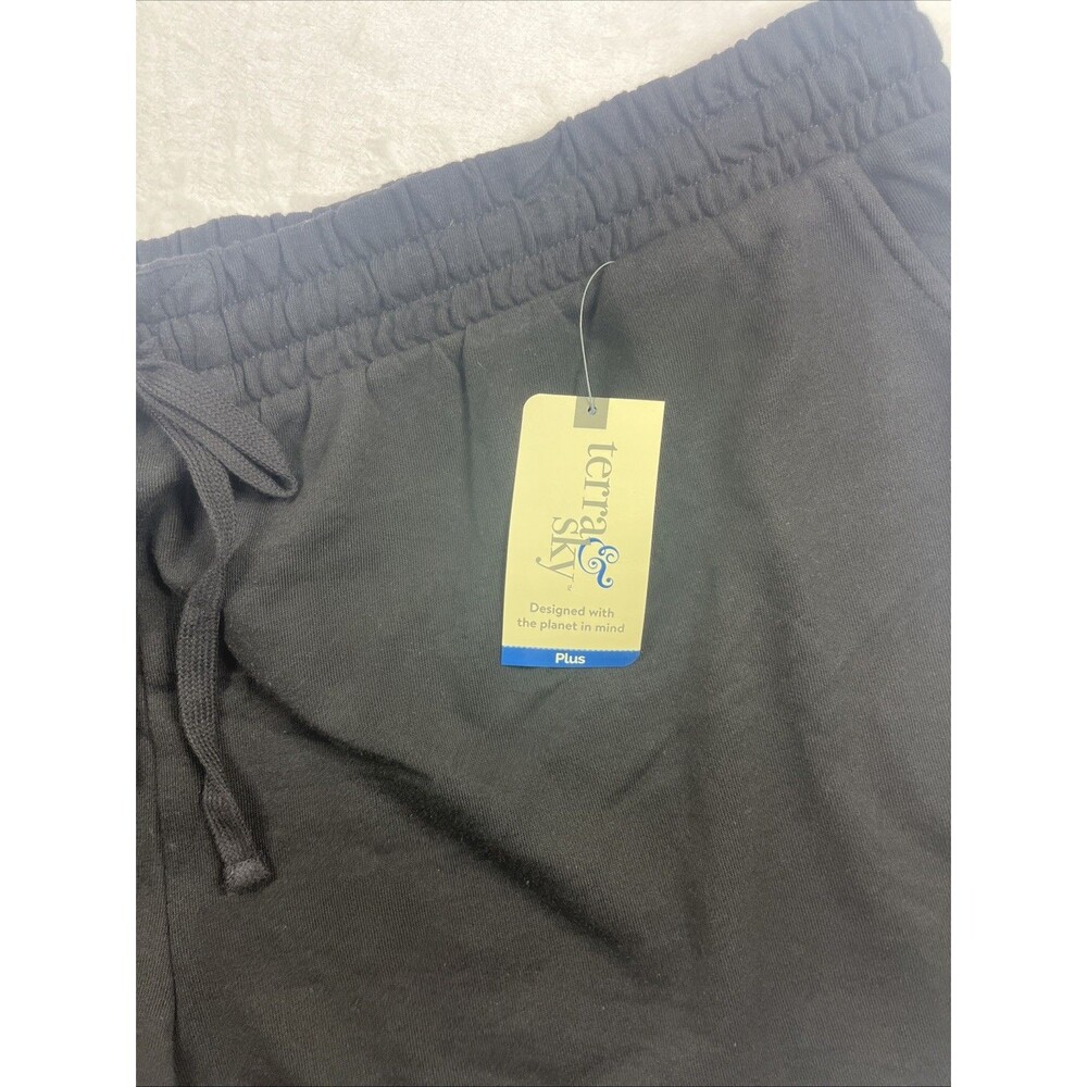 TERRA & SKY Drawcord Knit Shorts Sweat Black Size 4X 28W-30W NEW - Picture 4 of 10